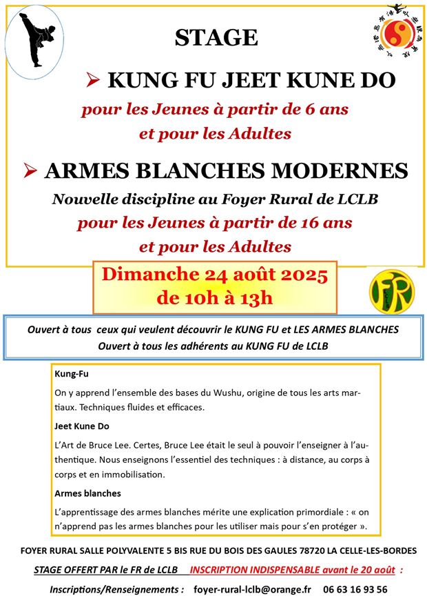 STAGE KUNG FU et ARMES BLANCHES 24 08 2025 v4